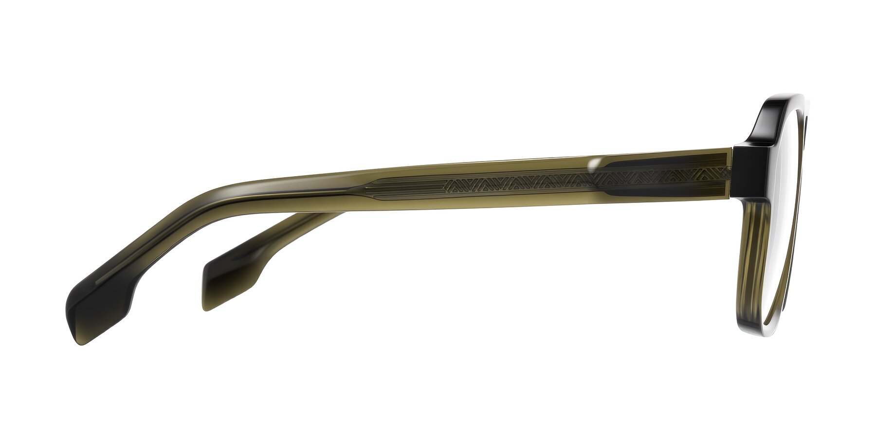 Side of Beizaai in Translucent Olive Gray with Clear Eyeglass Lenses