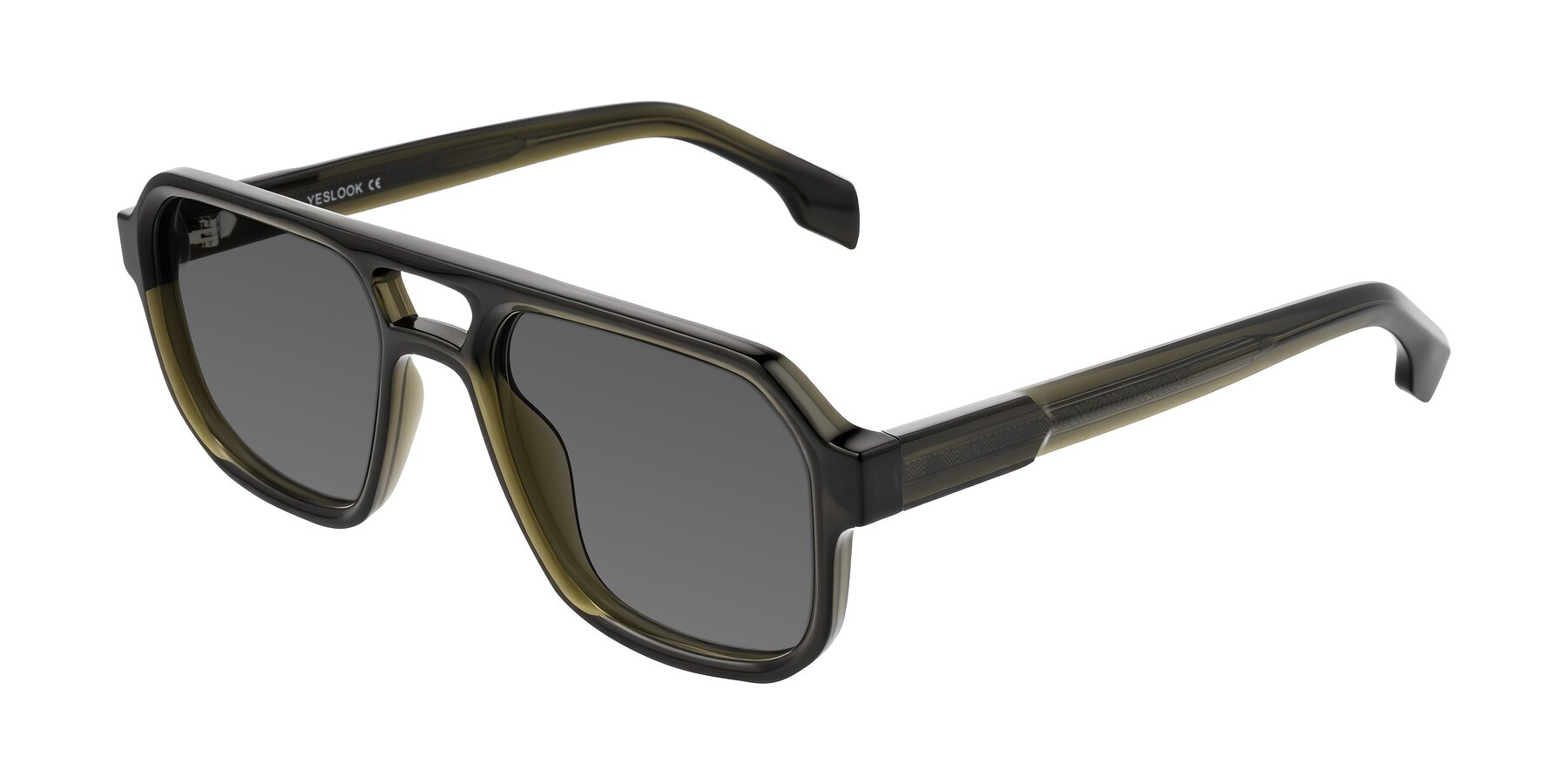 Angle of Beizaai in Translucent Olive Gray with Medium Gray Tinted Lenses
