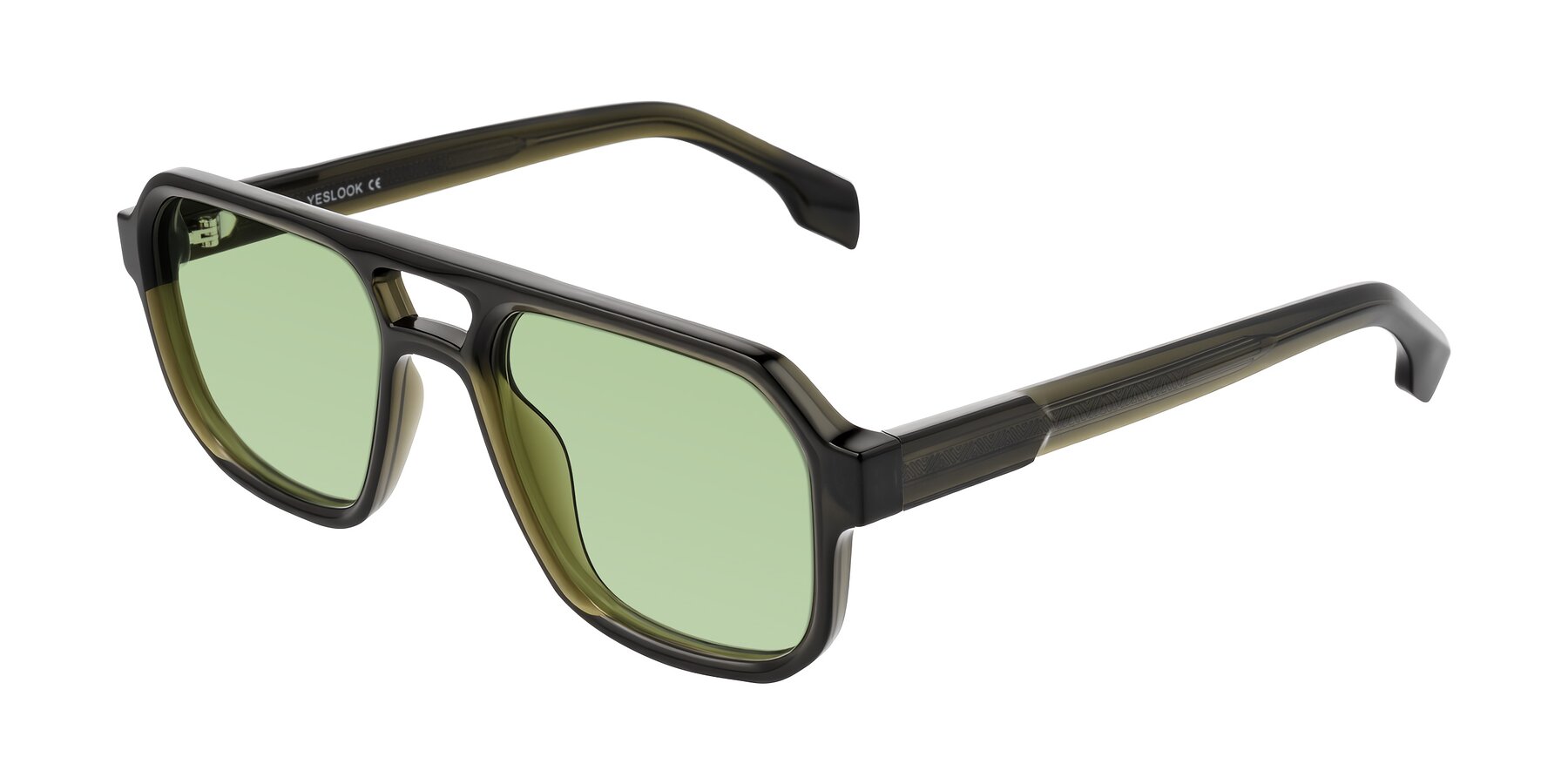 Angle of Beizaai in Translucent Olive Gray with Medium Green Tinted Lenses