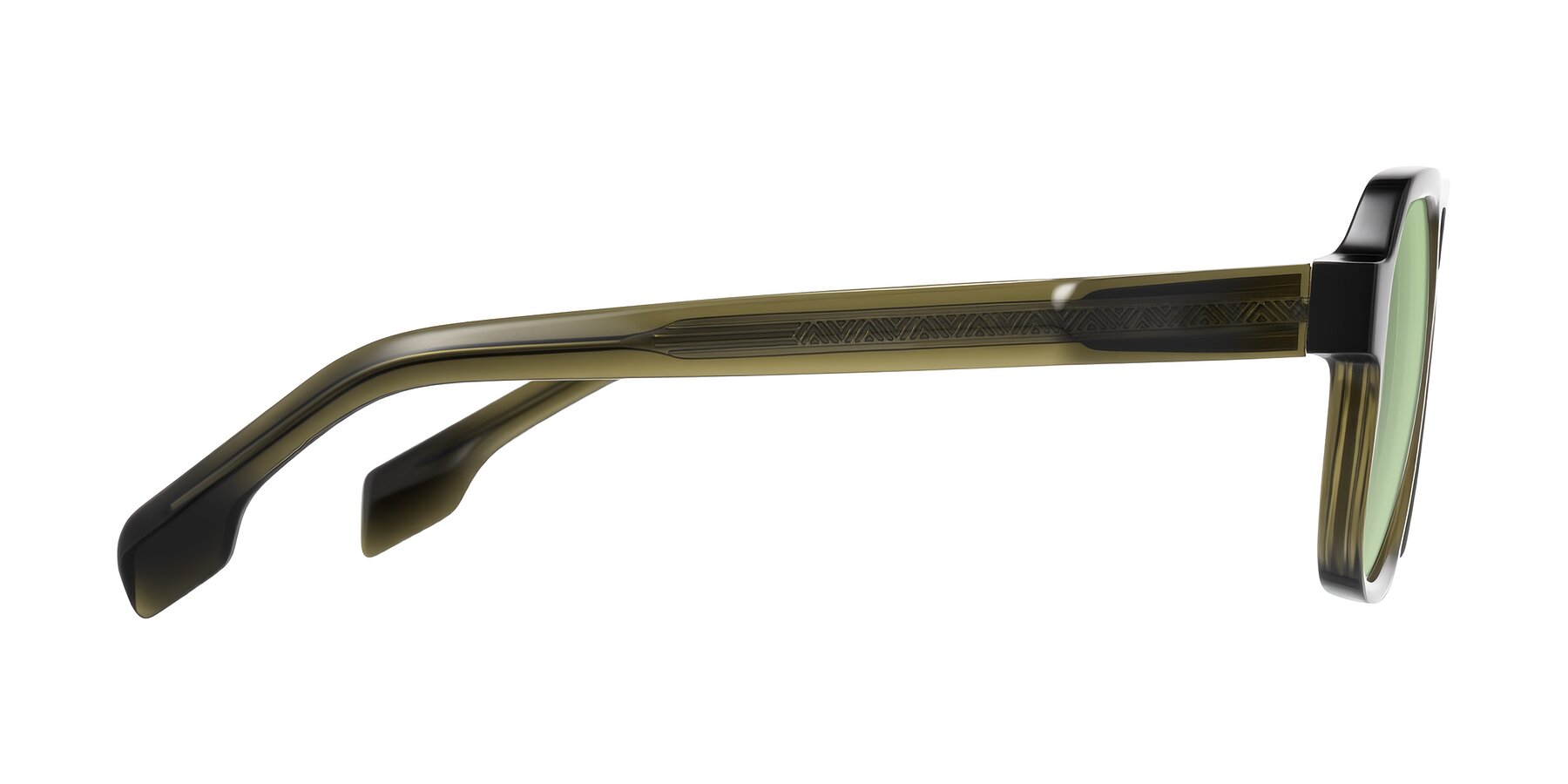 Side of Beizaai in Translucent Olive Gray with Medium Green Tinted Lenses
