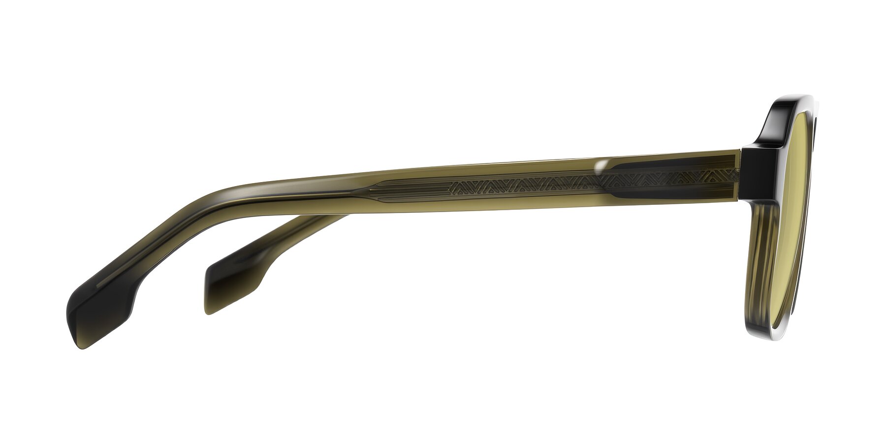 Side of Beizaai in Translucent Olive Gray with Medium Champagne Tinted Lenses