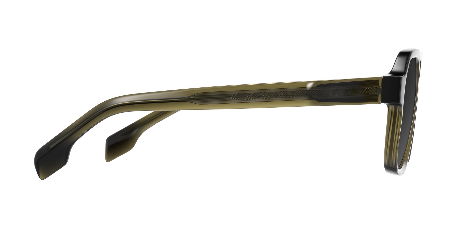 Side of Beizaai in Translucent Olive Gray with Gray Tinted Lenses