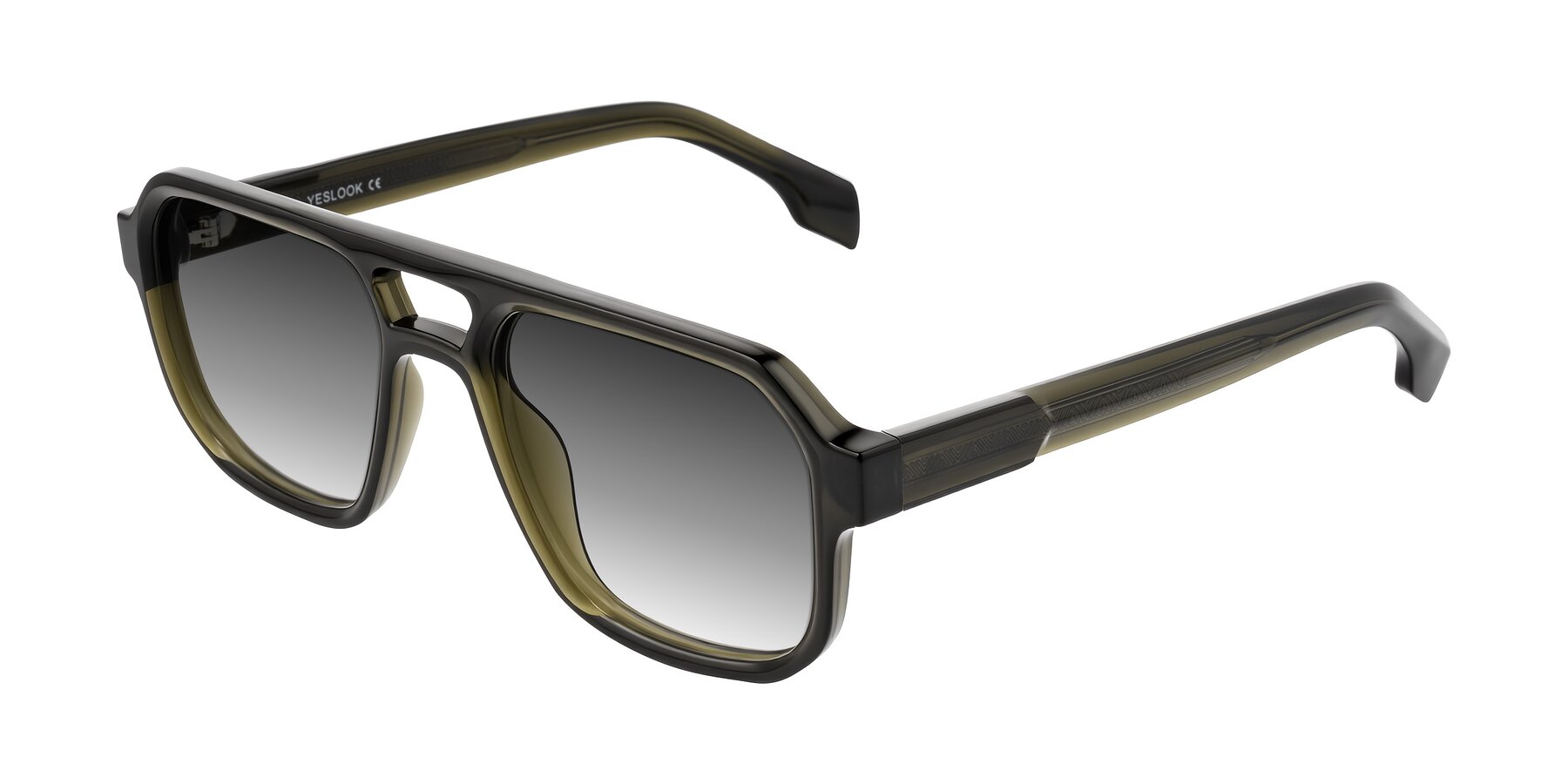 Angle of Beizaai in Translucent Olive Gray with Gray Gradient Lenses