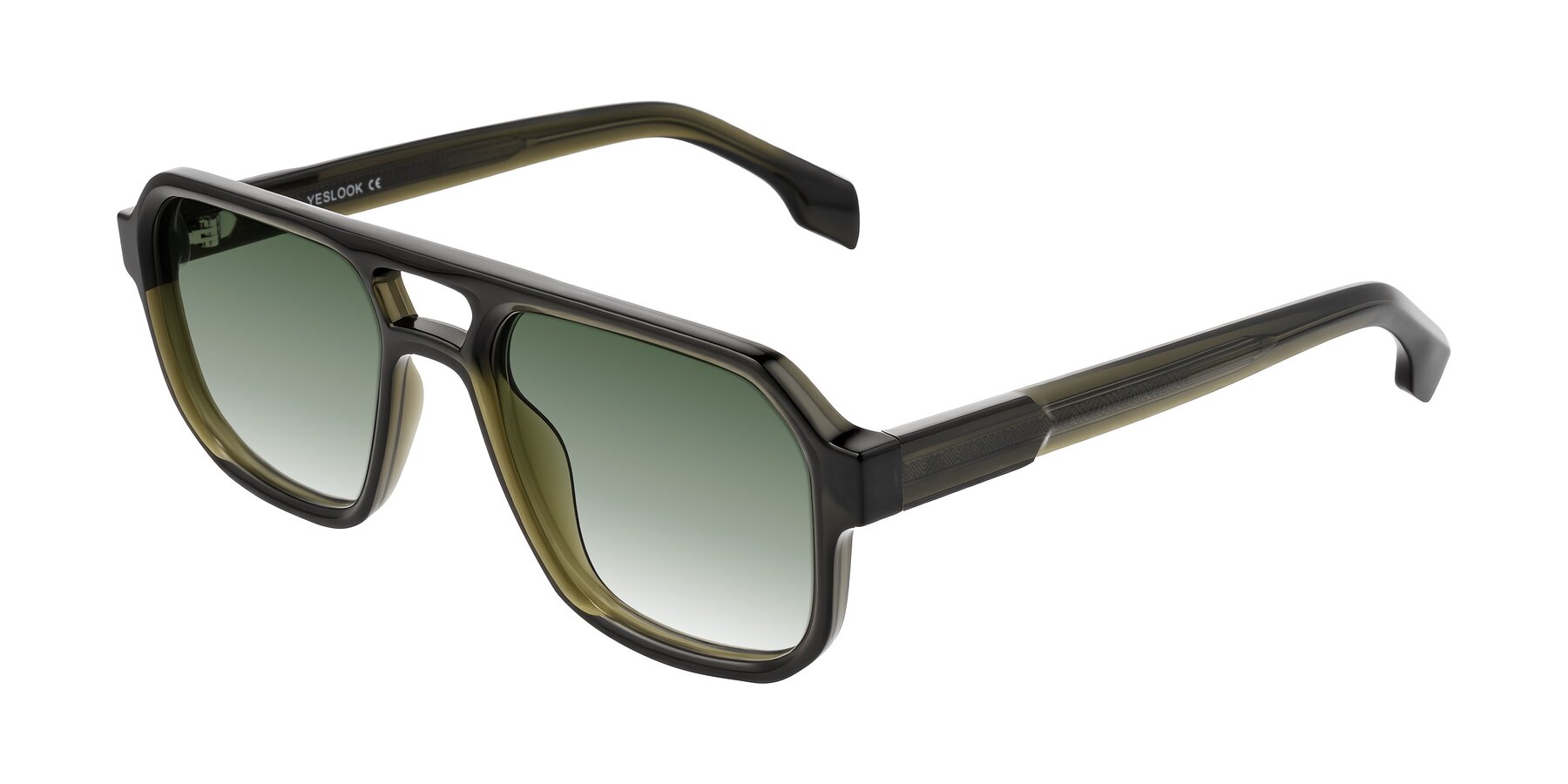 Angle of Beizaai in Translucent Olive Gray with Green Gradient Lenses