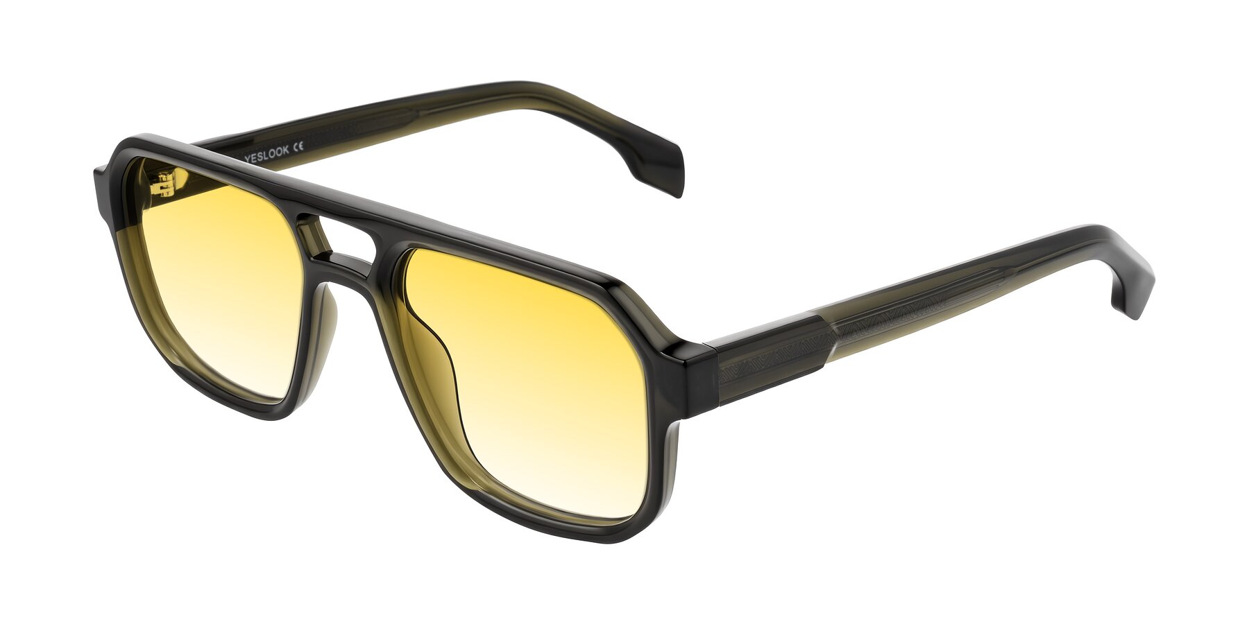 Angle of Beizaai in Translucent Olive Gray with Yellow Gradient Lenses