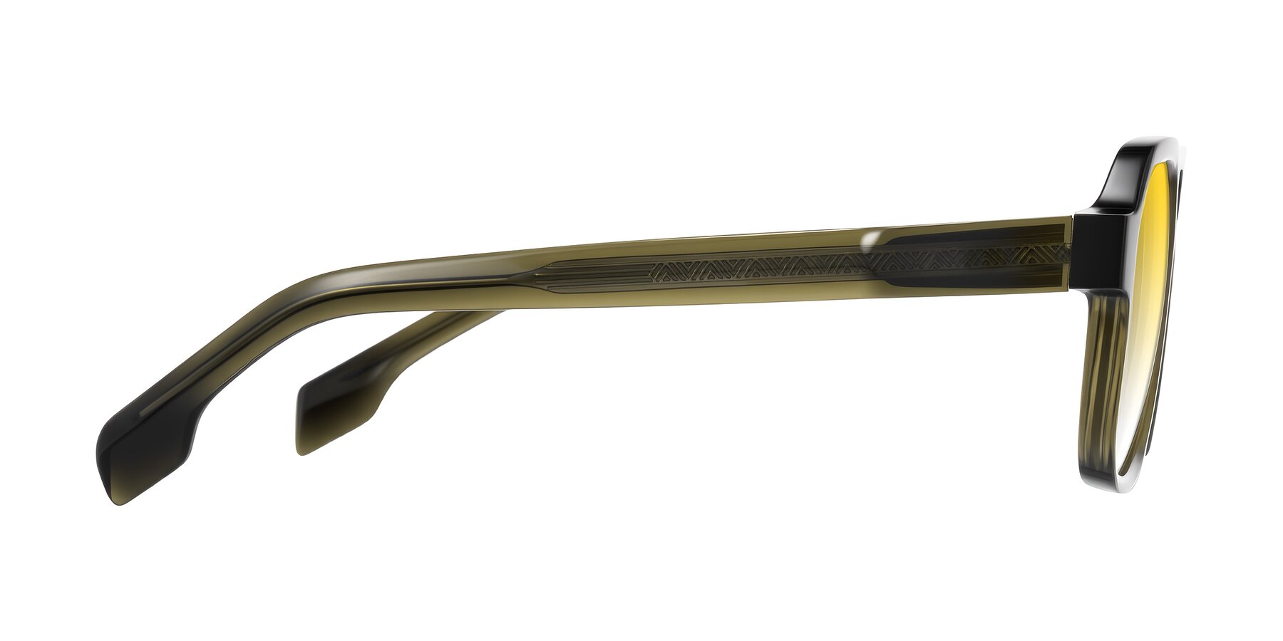 Side of Beizaai in Translucent Olive Gray with Yellow Gradient Lenses