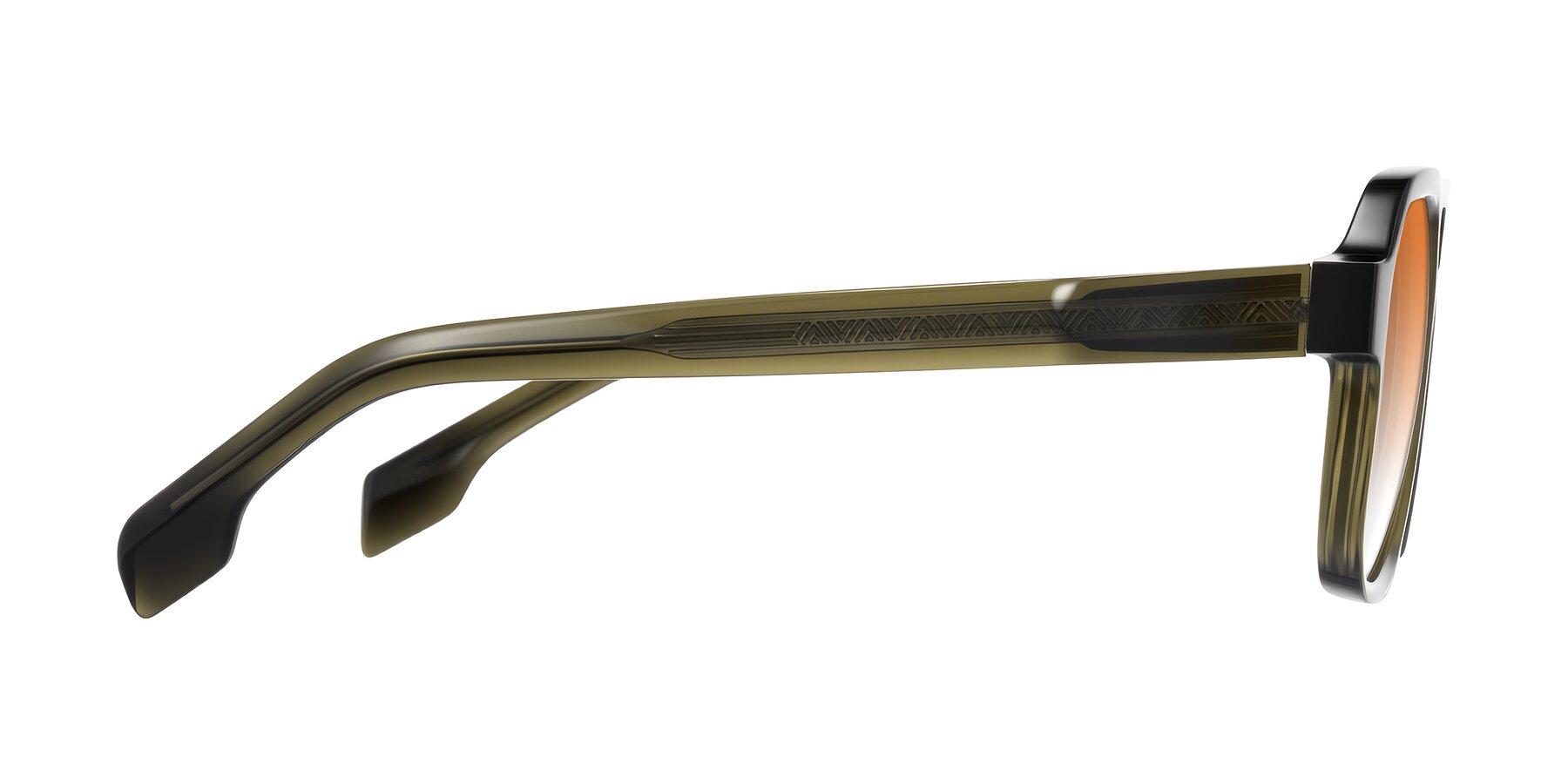 Side of Beizaai in Translucent Olive Gray with Orange Gradient Lenses