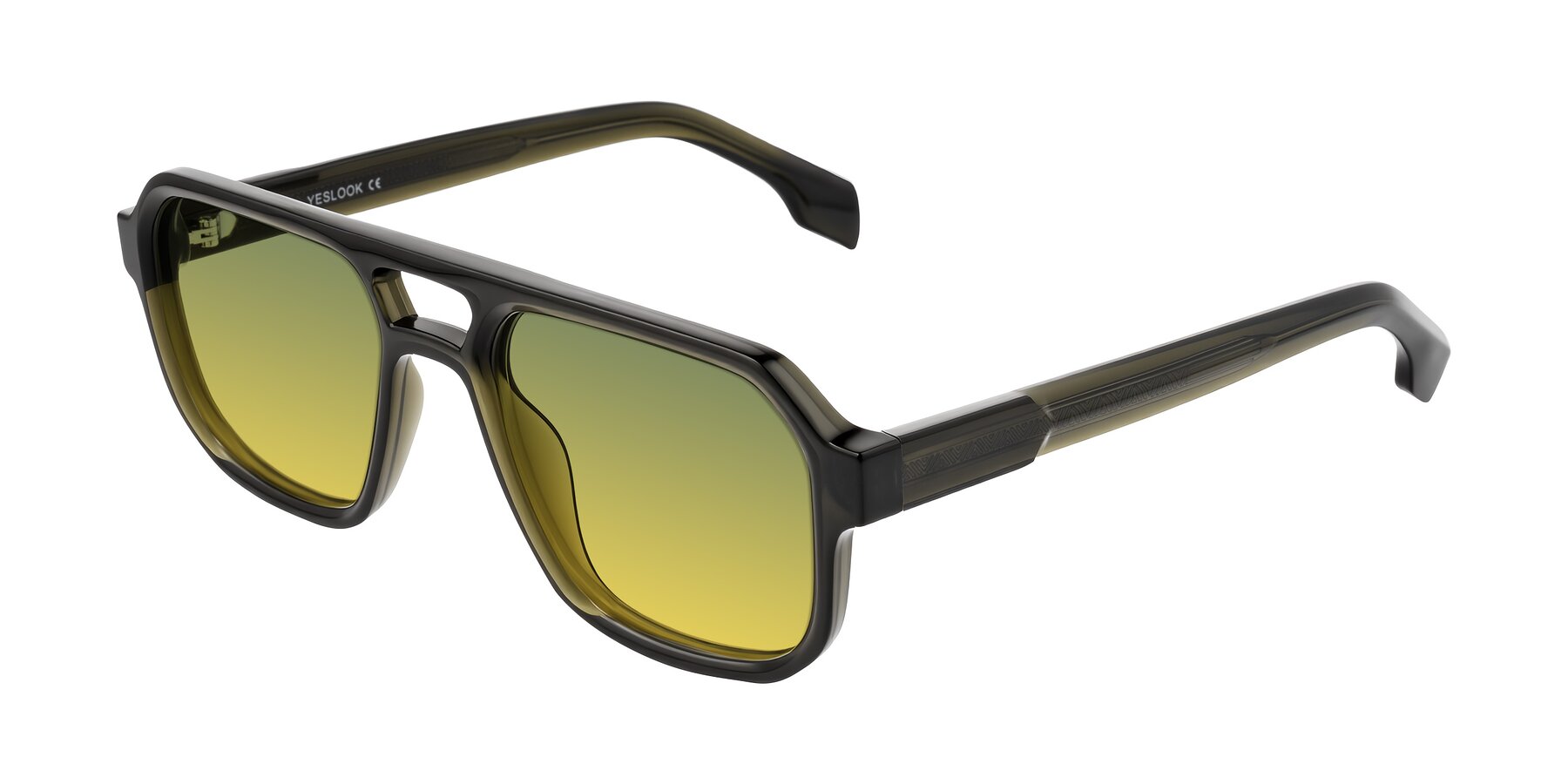 Angle of Beizaai in Translucent Olive Gray with Green / Yellow Gradient Lenses