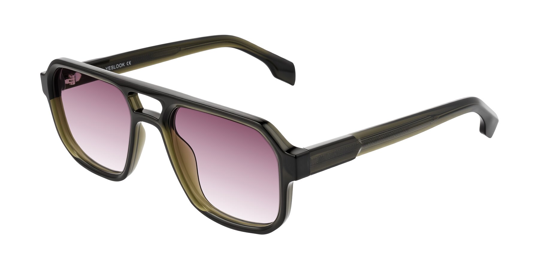 Angle of Beizaai in Translucent Olive Gray with Wine Gradient Lenses