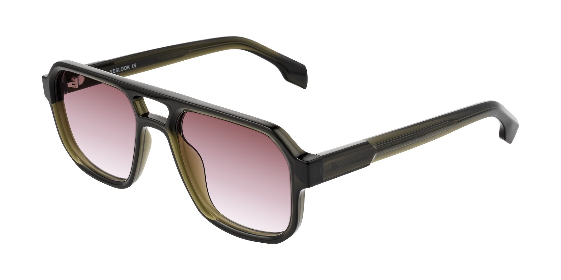 Angle of Beizaai in Translucent Olive Gray with Garnet Gradient Lenses