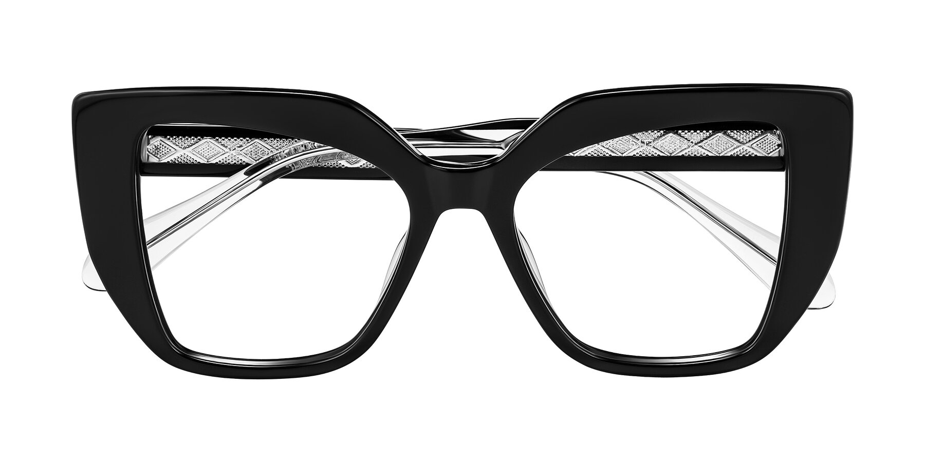 Folded Front of Arctic in Black with Clear Eyeglass Lenses