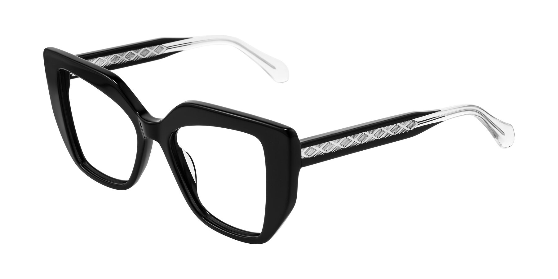 Angle of Arctic in Black with Clear Eyeglass Lenses
