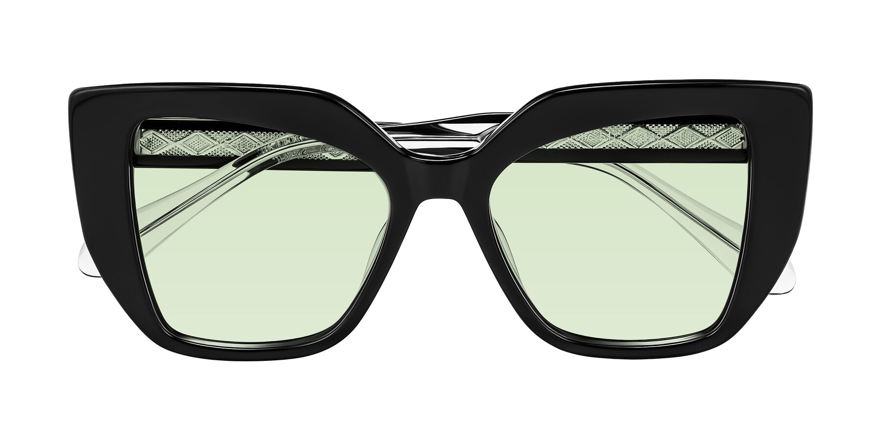 Folded Front of Arctic in Black with Light Green Tinted Lenses
