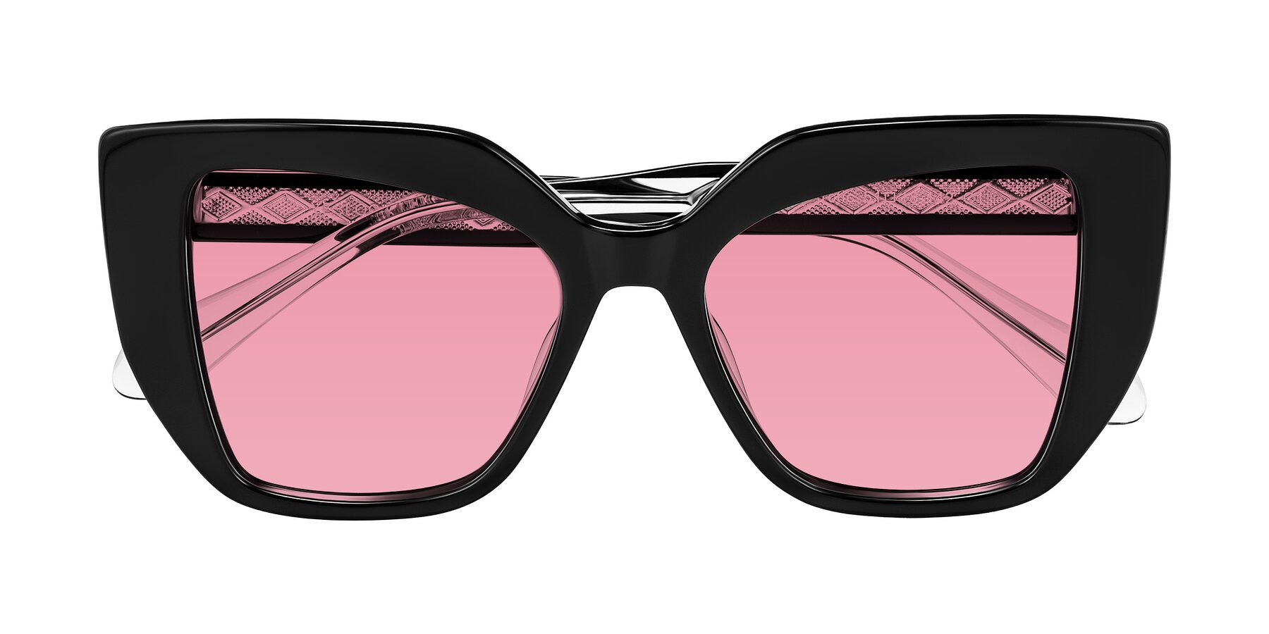 Folded Front of Arctic in Black with Pink Tinted Lenses