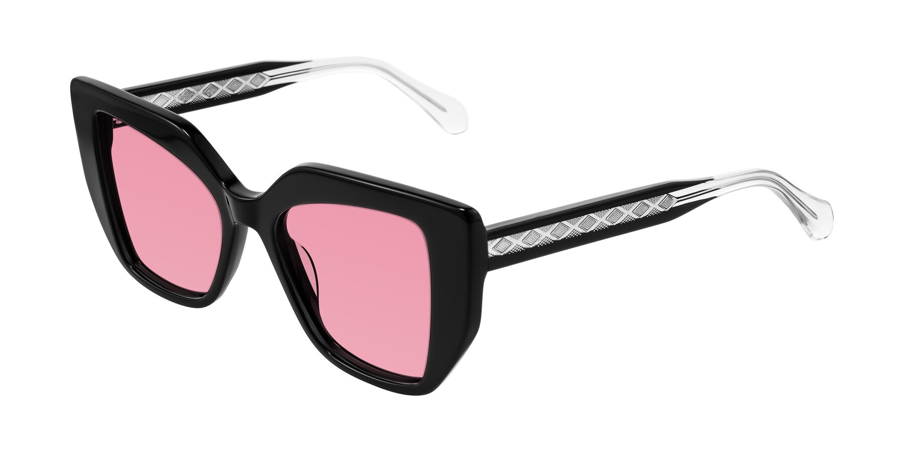Angle of Arctic in Black with Pink Tinted Lenses