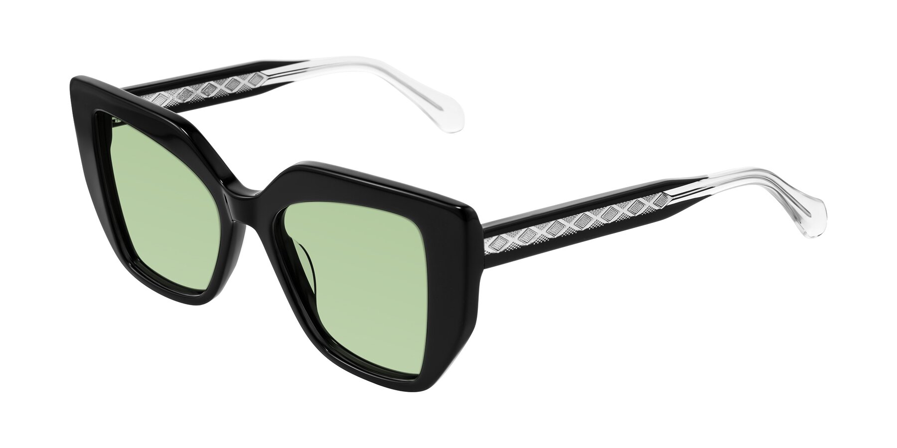 Angle of Arctic in Black with Medium Green Tinted Lenses