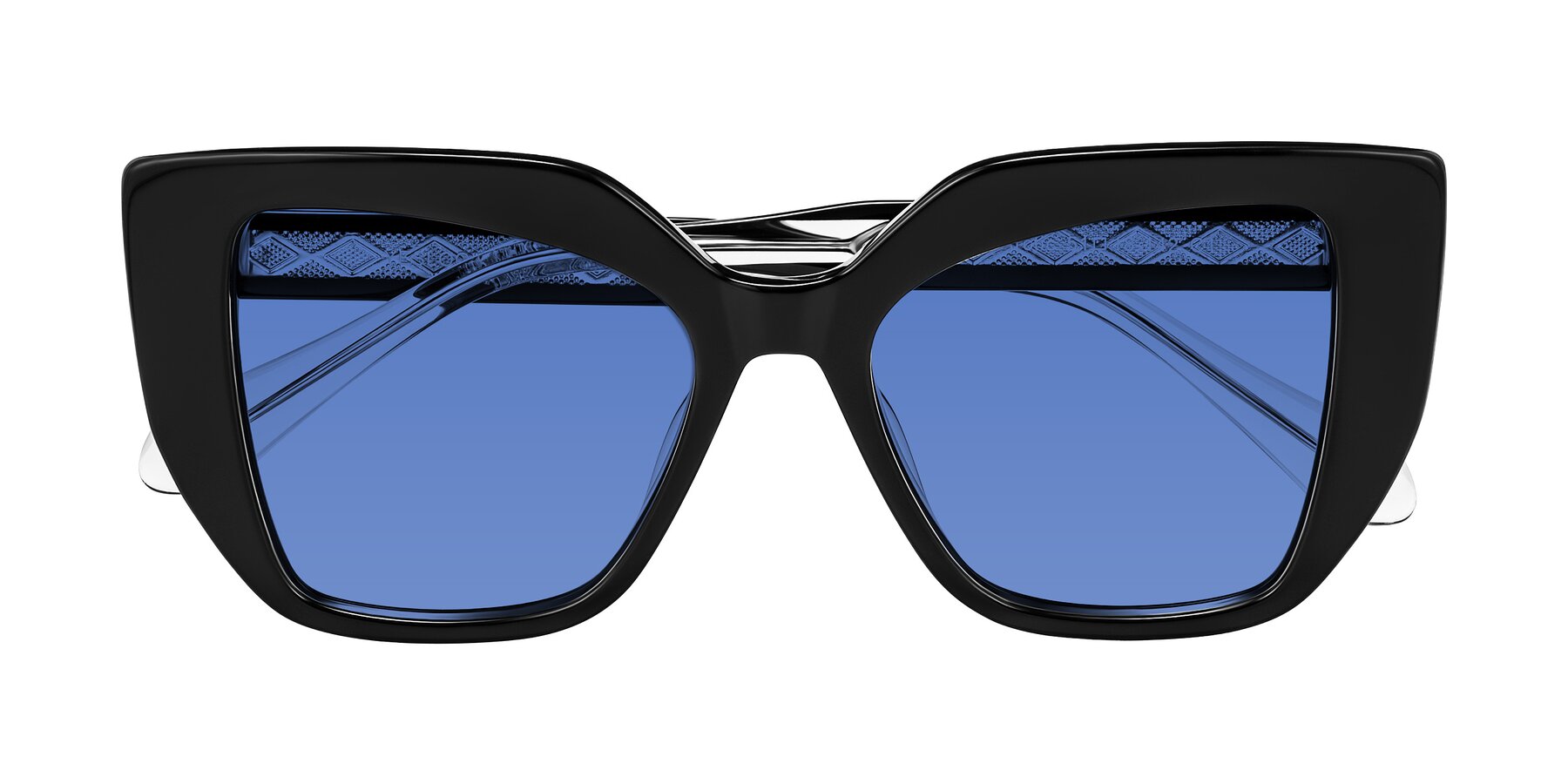 Folded Front of Arctic in Black with Blue Tinted Lenses