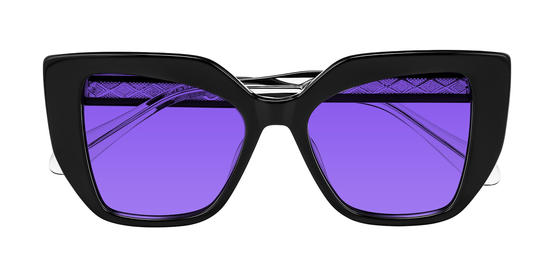 Folded Front of Arctic in Black with Purple Tinted Lenses