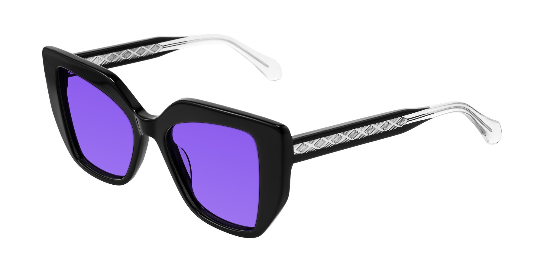 Angle of Arctic in Black with Purple Tinted Lenses