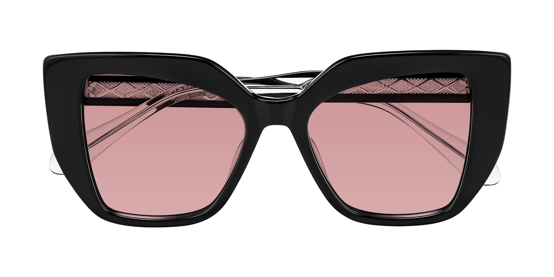 Folded Front of Arctic in Black with Medium Garnet Tinted Lenses