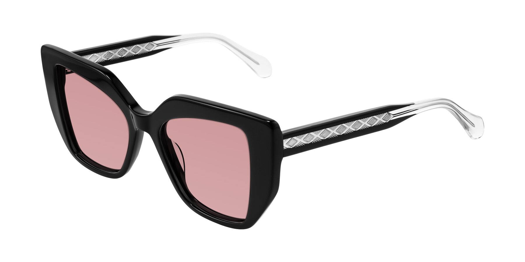 Angle of Arctic in Black with Medium Garnet Tinted Lenses