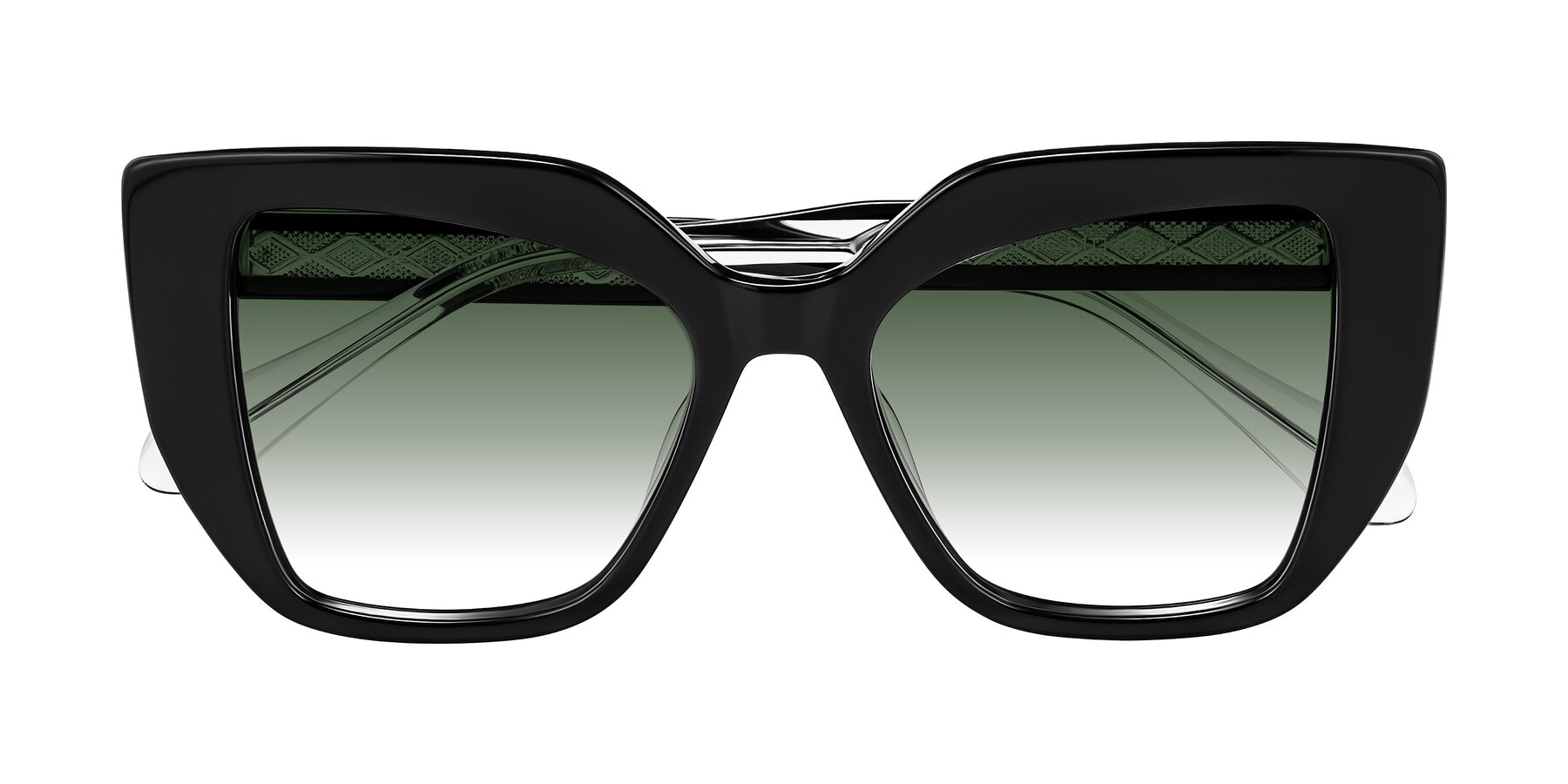 Folded Front of Arctic in Black with Green Gradient Lenses