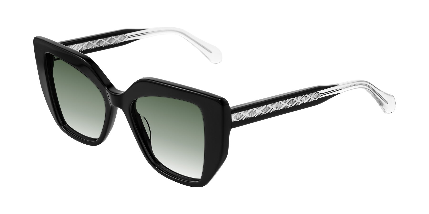 Angle of Arctic in Black with Green Gradient Lenses