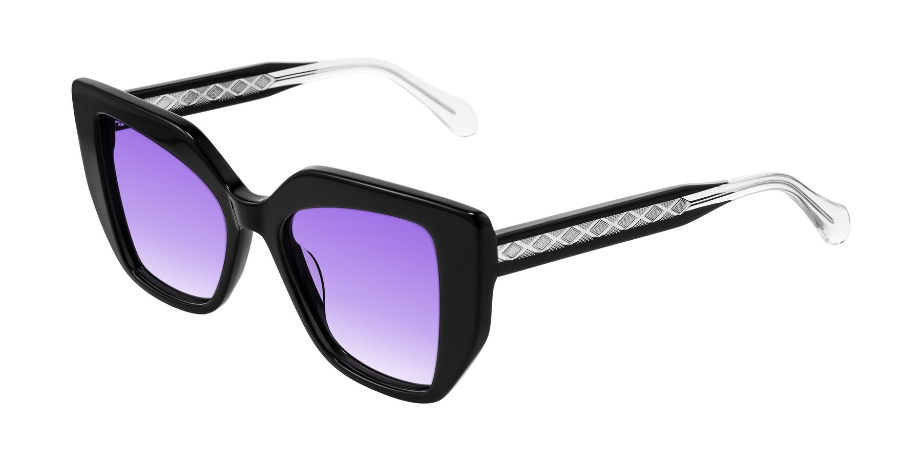 Angle of Arctic in Black with Purple Gradient Lenses