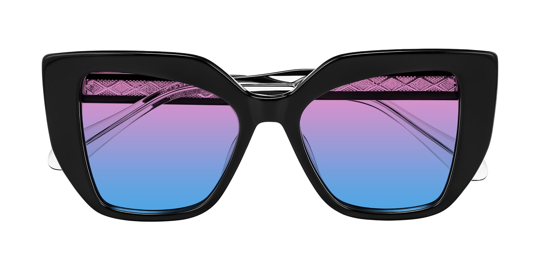 Folded Front of Arctic in Black with Pink / Blue Gradient Lenses
