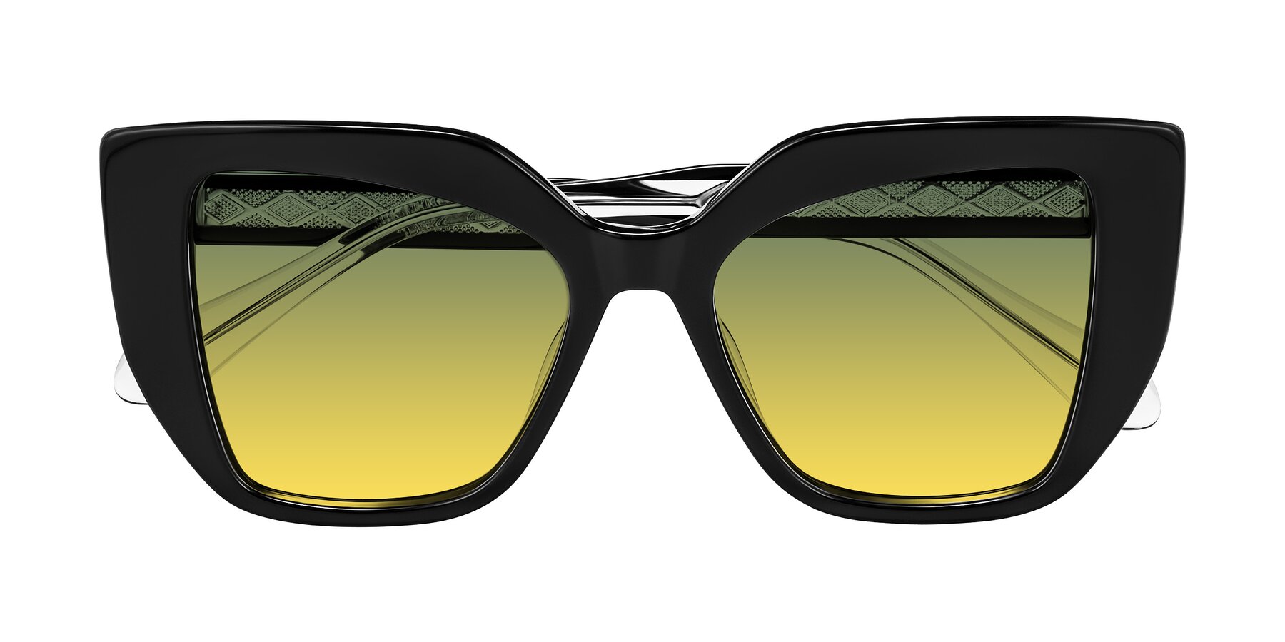 Folded Front of Arctic in Black with Green / Yellow Gradient Lenses