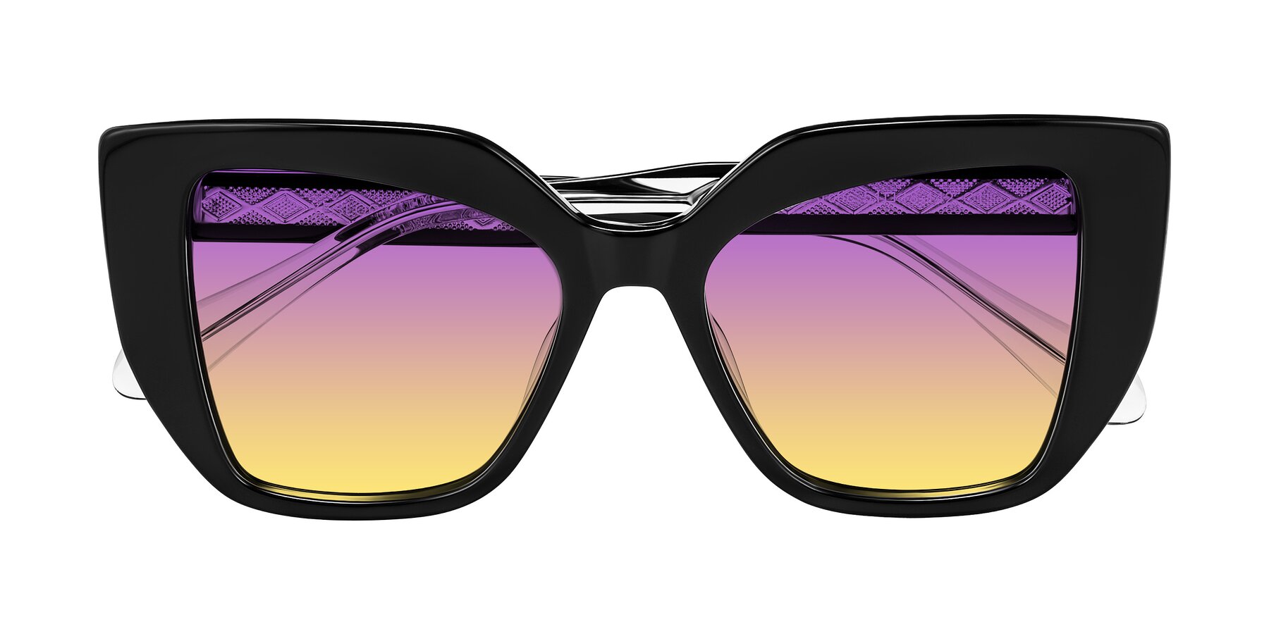 Folded Front of Arctic in Black with Purple / Yellow Gradient Lenses