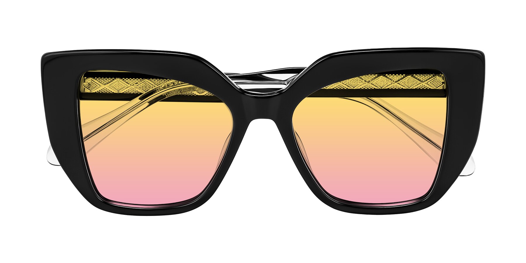 Folded Front of Arctic in Black with Yellow / Pink Gradient Lenses