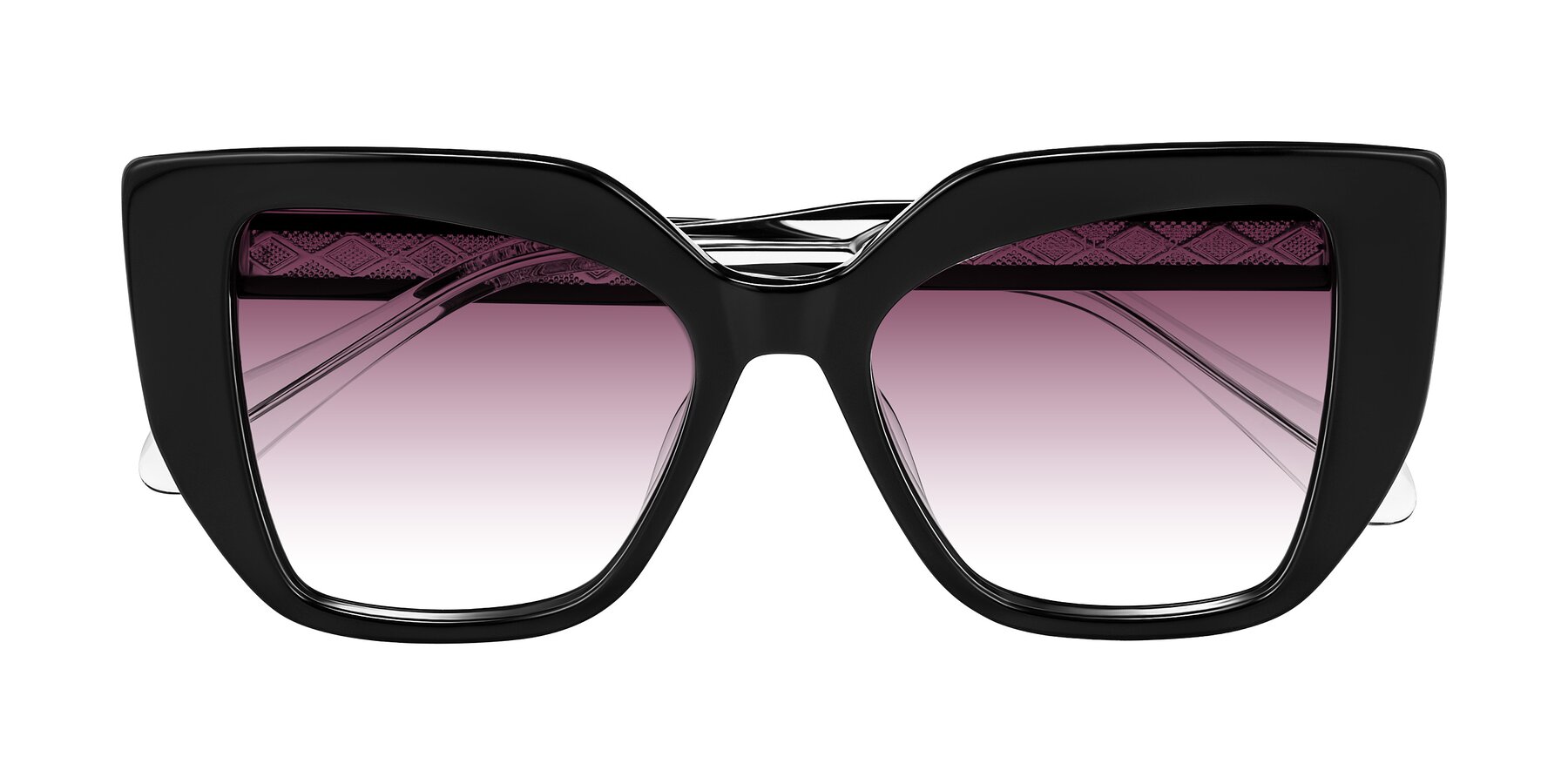 Folded Front of Arctic in Black with Wine Gradient Lenses
