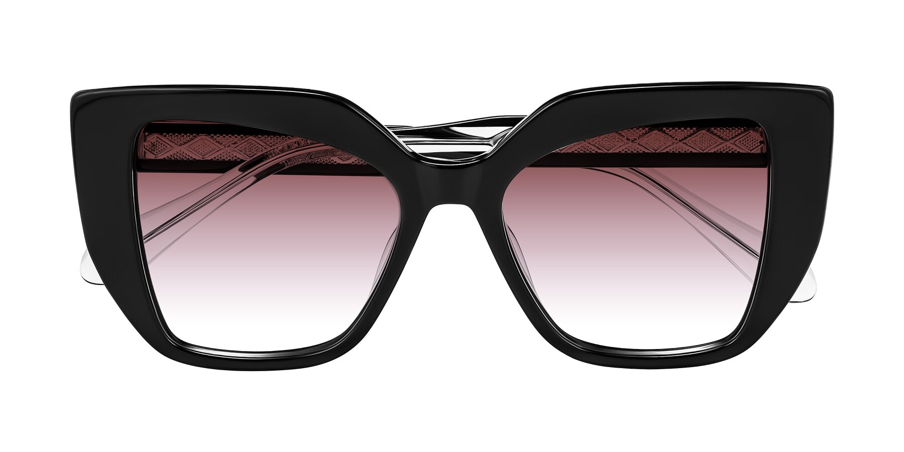 Folded Front of Arctic in Black with Garnet Gradient Lenses