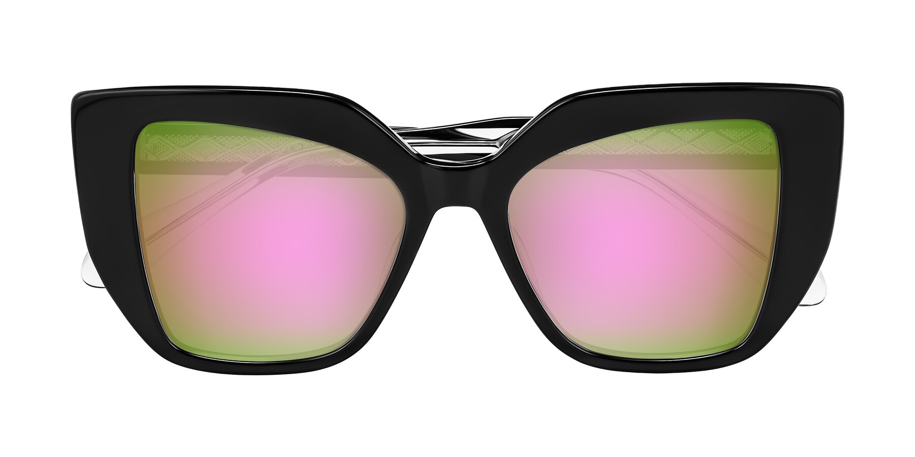 Folded Front of Arctic in Black with Pink Mirrored Lenses