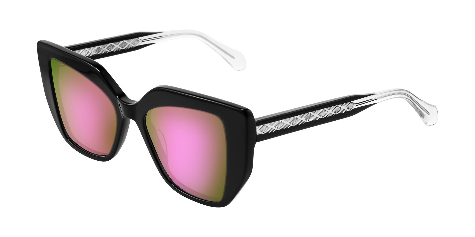 Angle of Arctic in Black with Pink Mirrored Lenses
