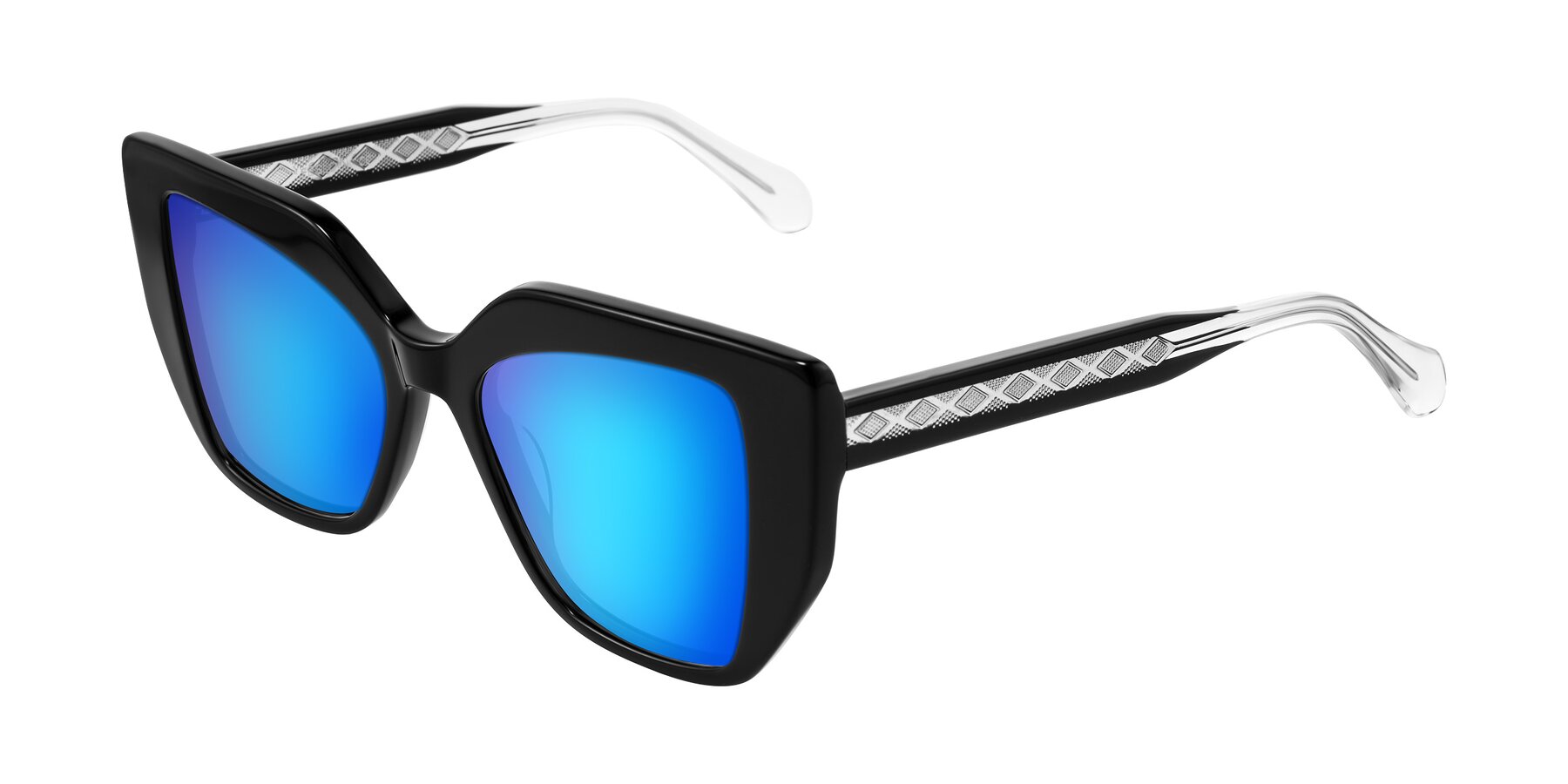 Angle of Arctic in Black with Blue Mirrored Lenses