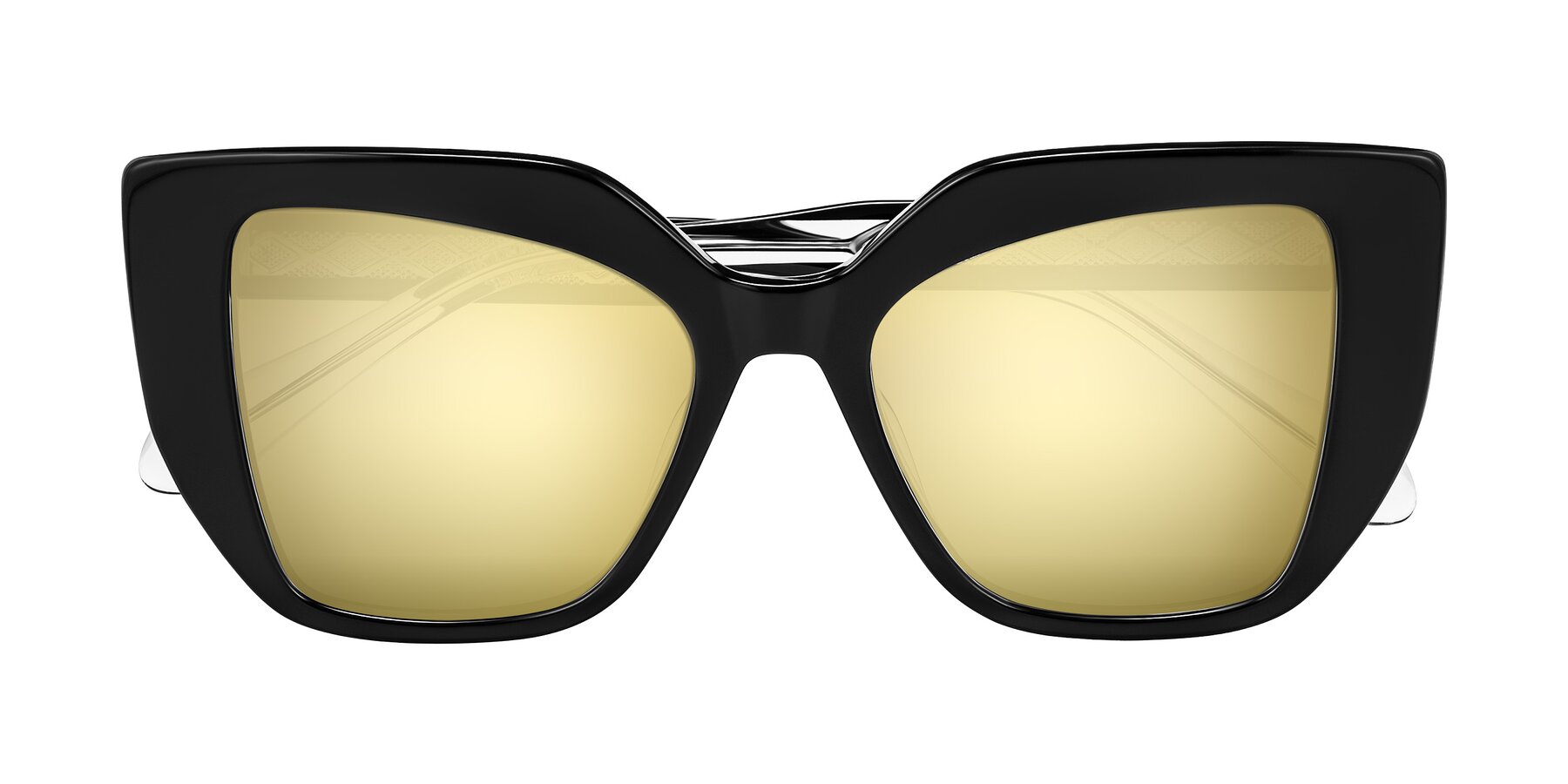 Folded Front of Arctic in Black with Gold Mirrored Lenses