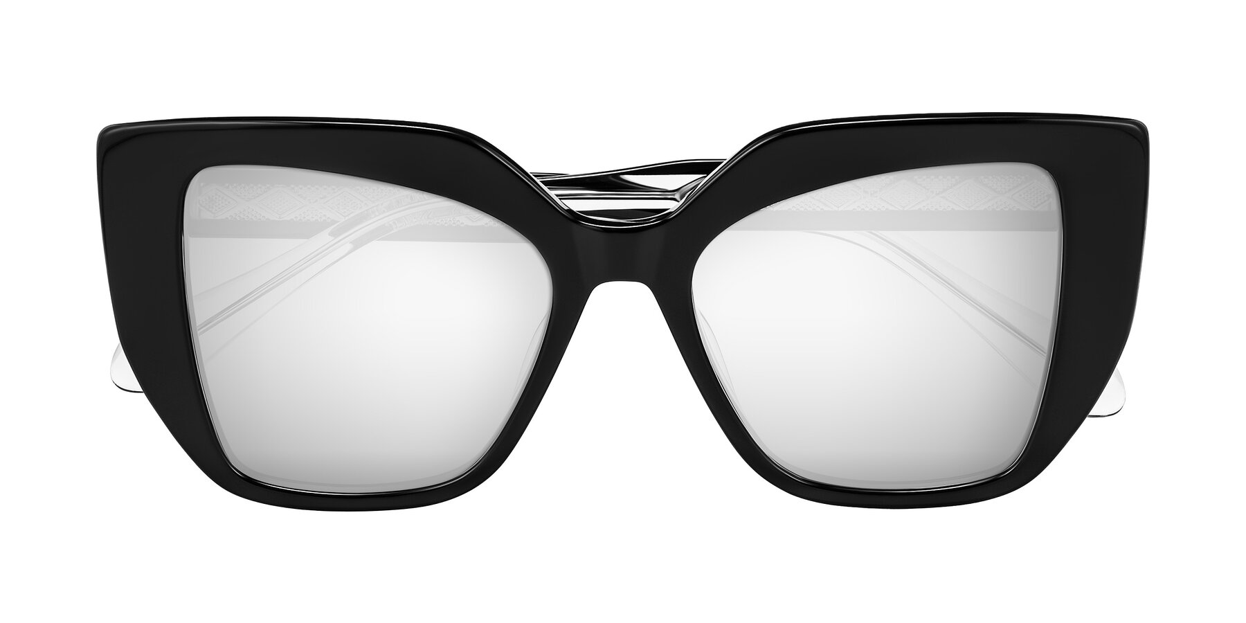 Folded Front of Arctic in Black with Silver Mirrored Lenses