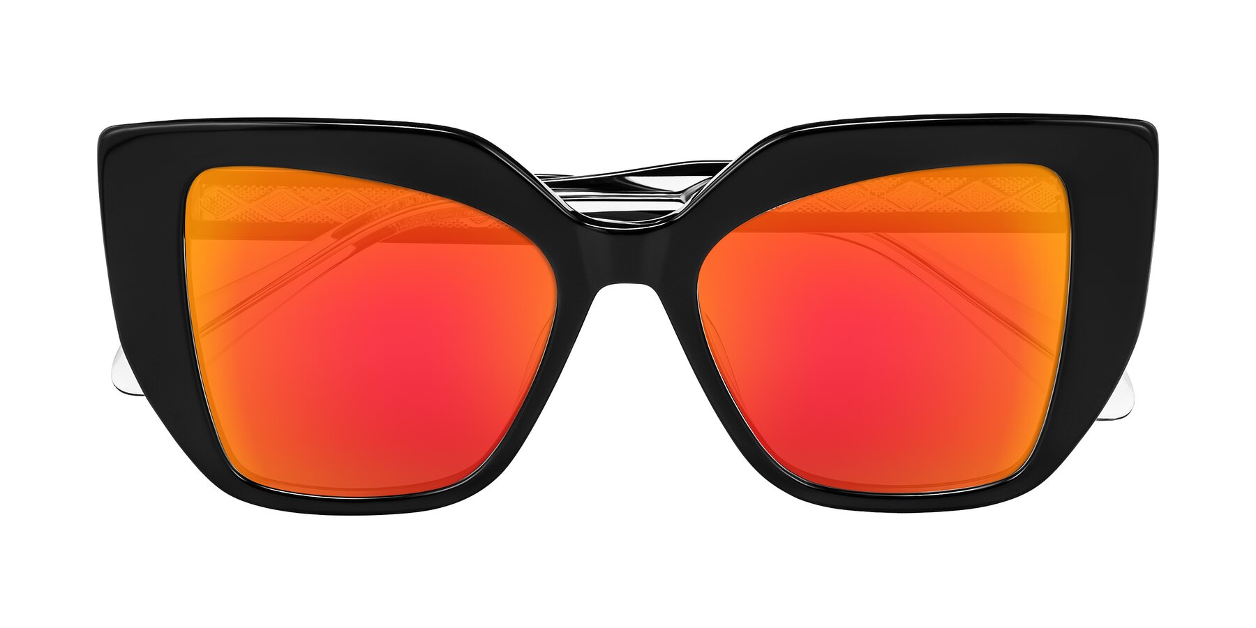 Folded Front of Arctic in Black with Red Gold Mirrored Lenses