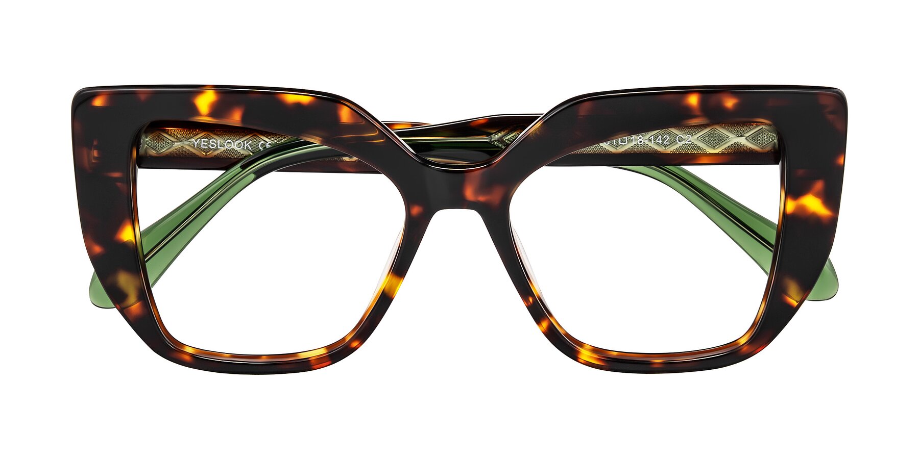 Folded Front of Arctic in Tortoise with Clear Eyeglass Lenses