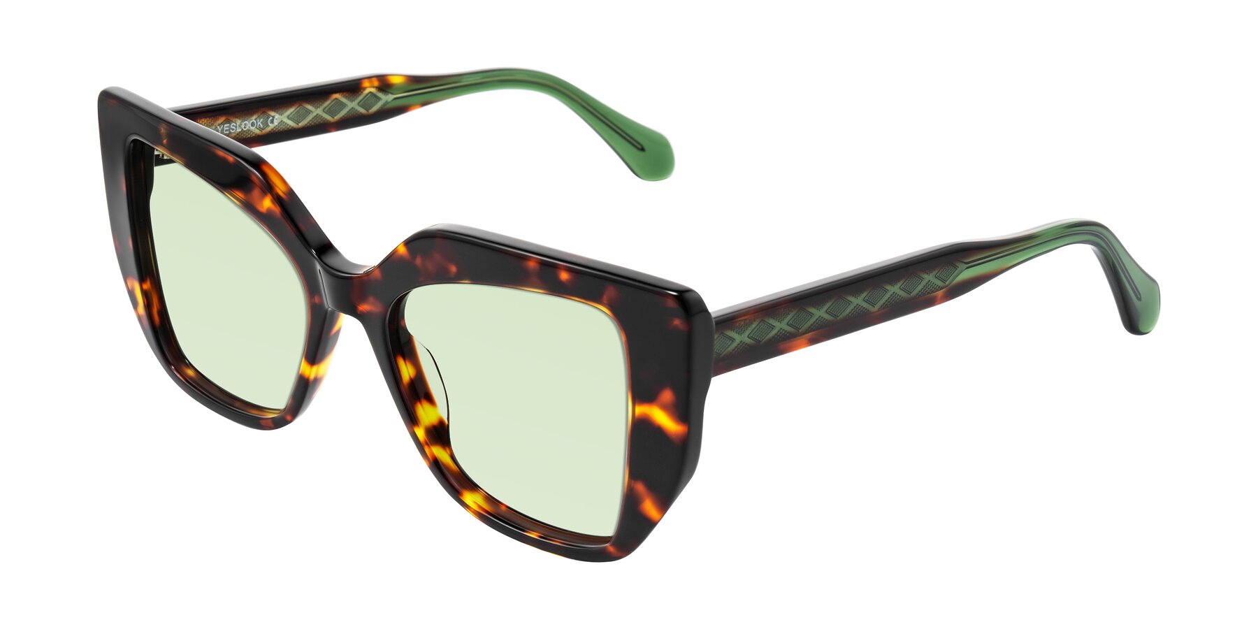 Angle of Arctic in Tortoise with Light Green Tinted Lenses