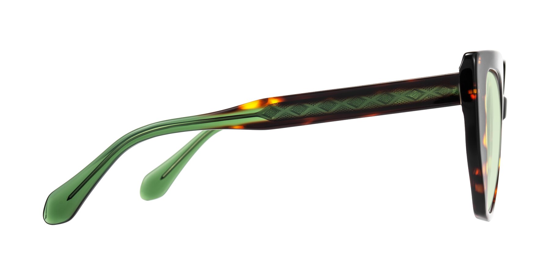 Side of Arctic in Tortoise with Light Green Tinted Lenses
