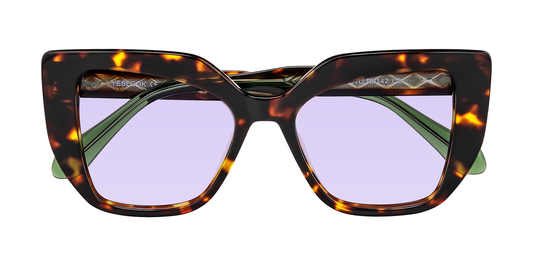Folded Front of Arctic in Tortoise with Light Purple Tinted Lenses