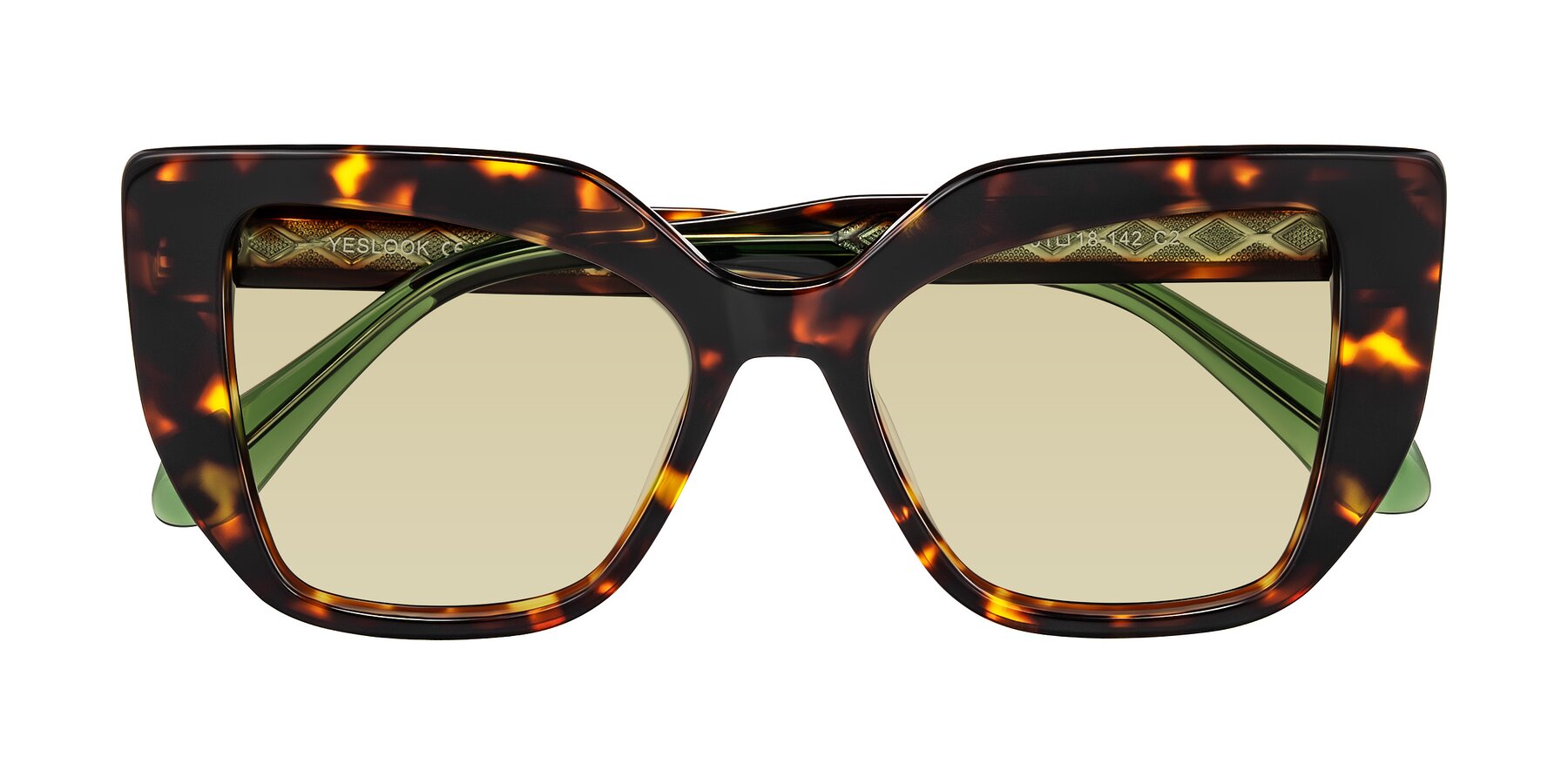 Folded Front of Arctic in Tortoise with Light Champagne Tinted Lenses