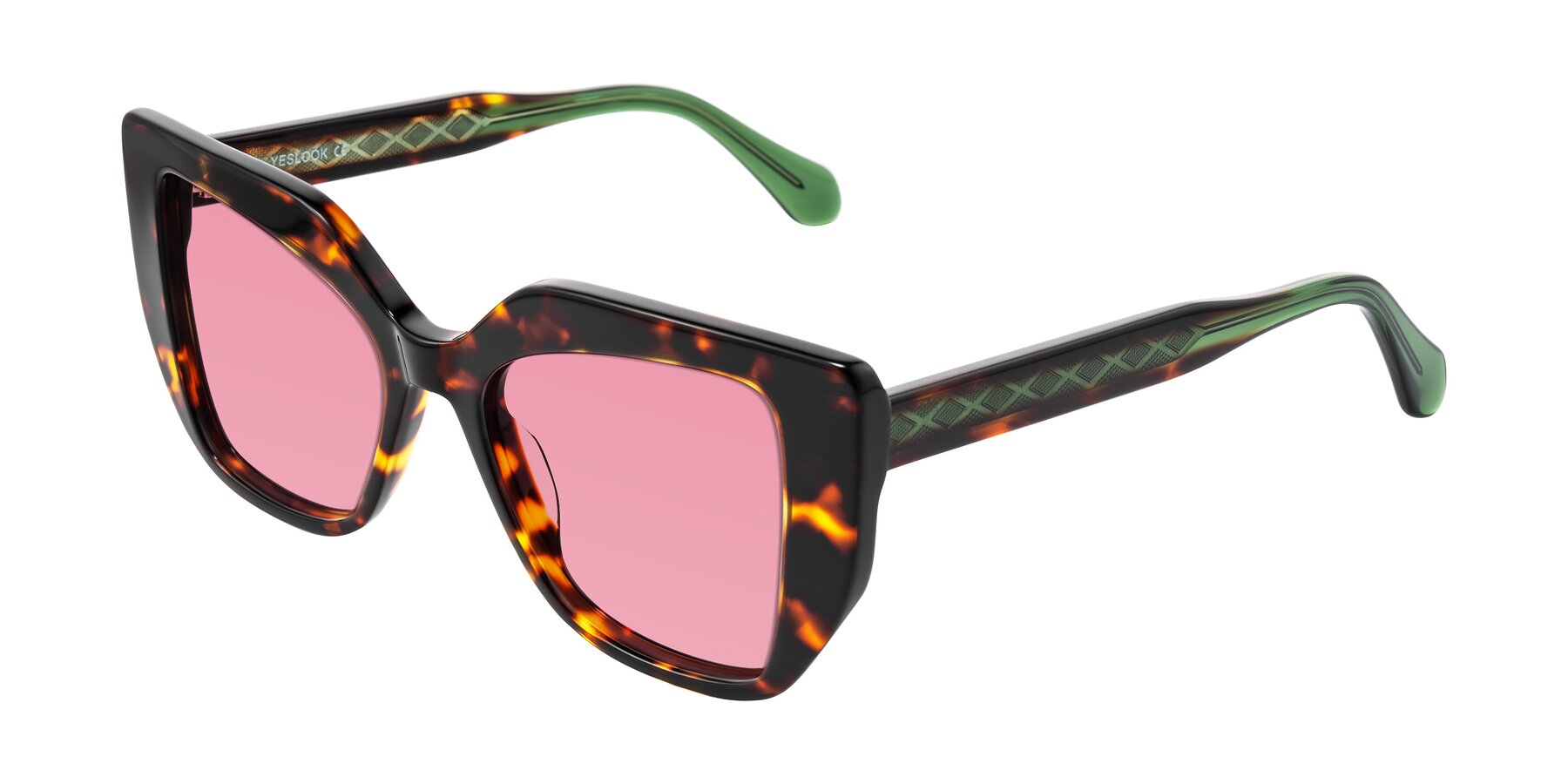 Angle of Arctic in Tortoise with Pink Tinted Lenses