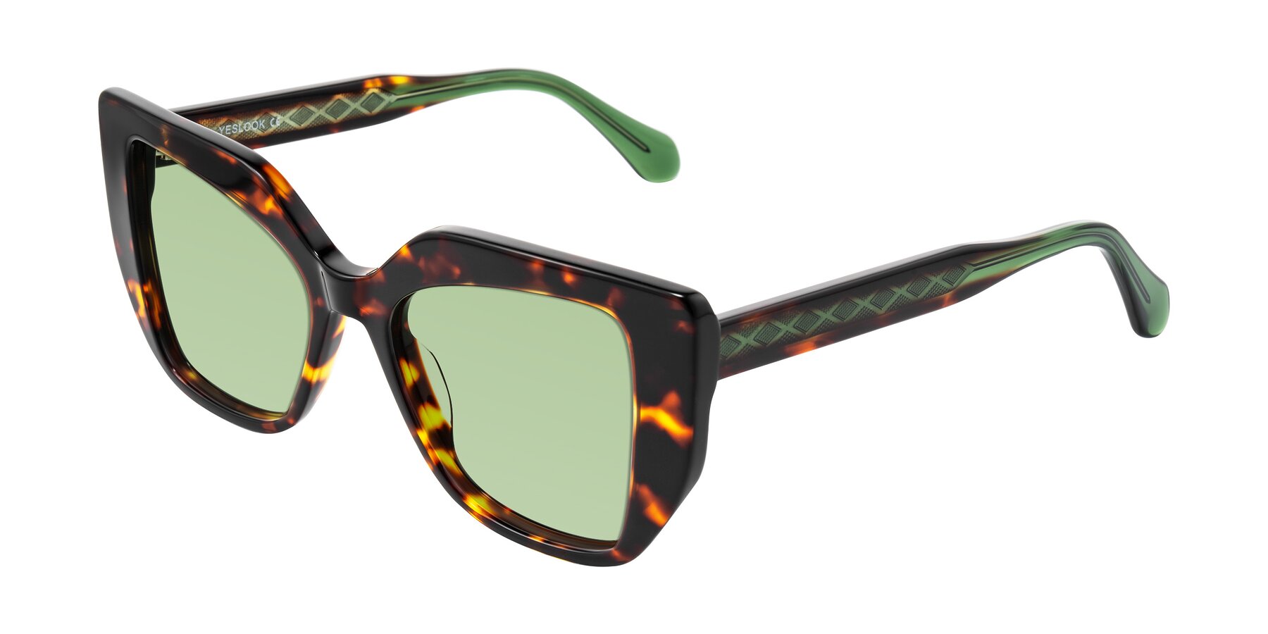 Angle of Arctic in Tortoise with Medium Green Tinted Lenses
