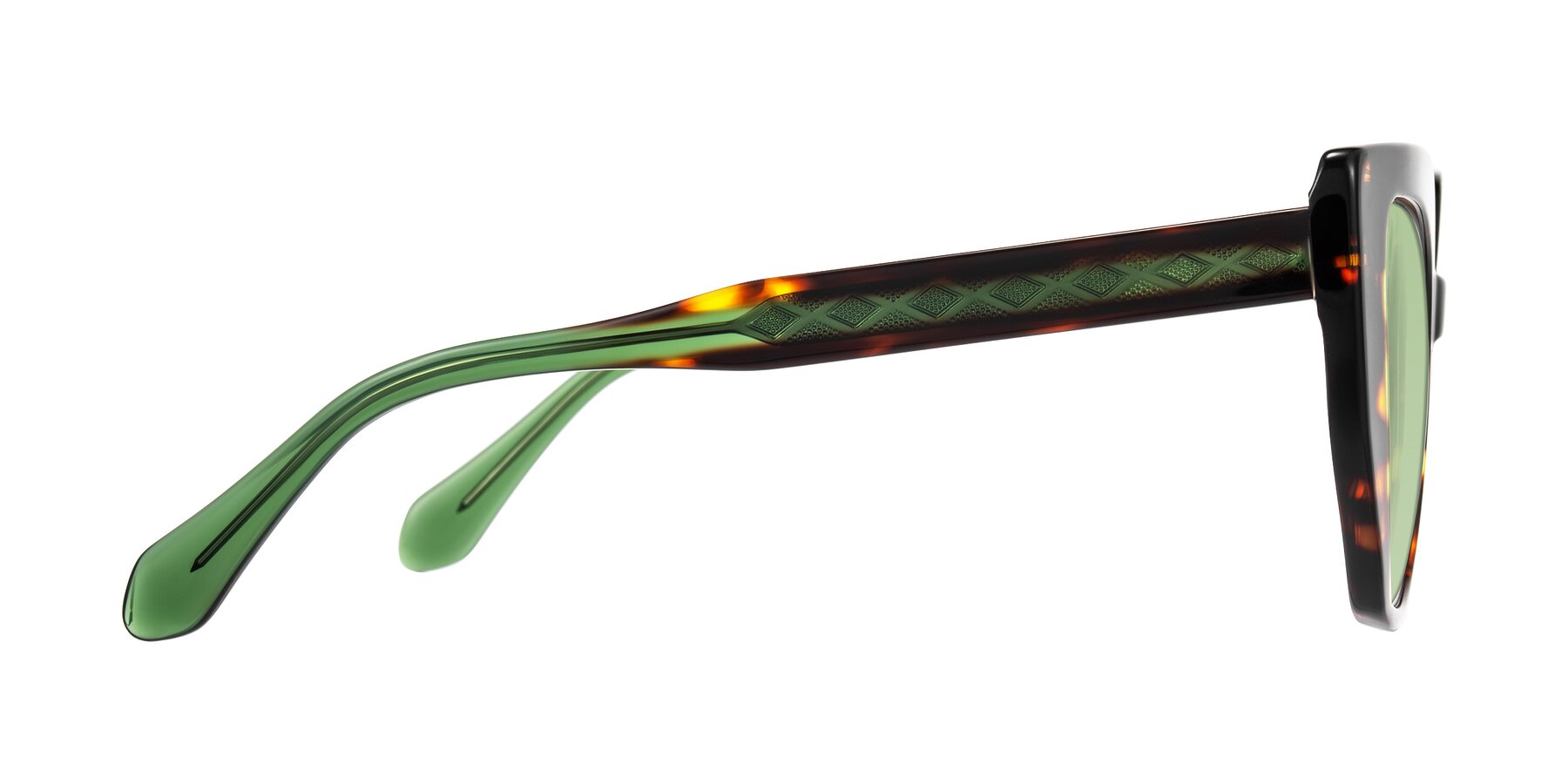 Side of Arctic in Tortoise with Medium Green Tinted Lenses