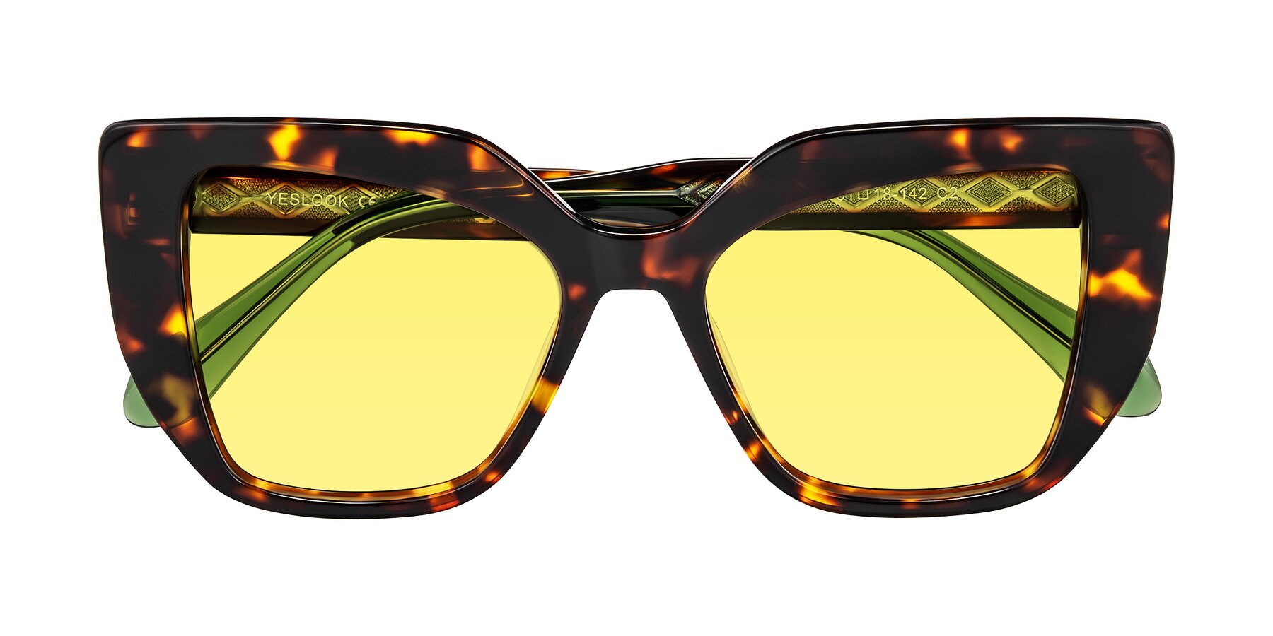 Folded Front of Arctic in Tortoise with Medium Yellow Tinted Lenses