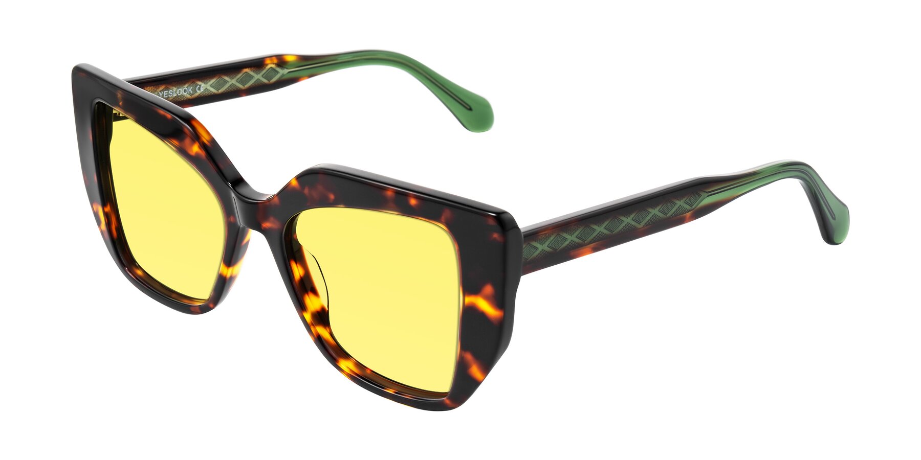 Angle of Arctic in Tortoise with Medium Yellow Tinted Lenses